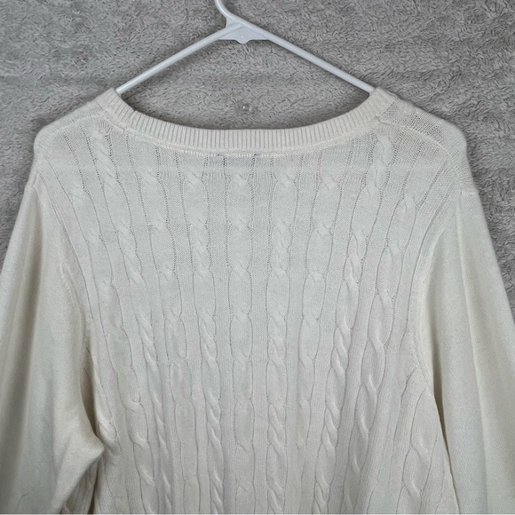 Talbots Cream Cable Knit Lambswool Sweater 3Xp Preppy Old Money Equestrian - Picture 11 of 16